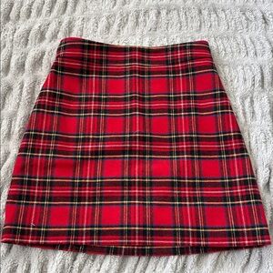 J Crew Factory Plaid Red Skirt